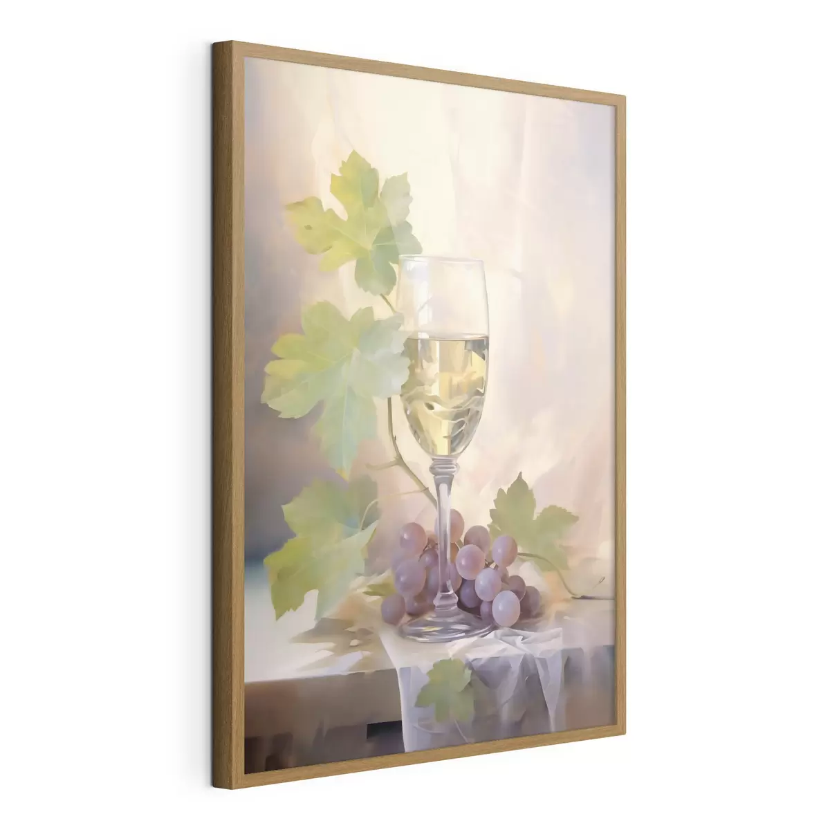 Poster Un pahar de vin și struguri, pictură în stil imitație f51123