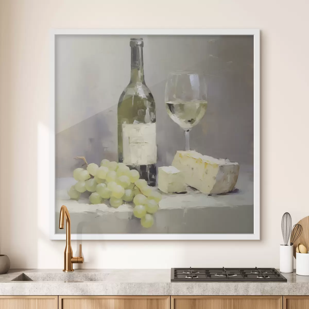 Poster O sticlă de vin și struguri, o imitație a unui tablou f51135