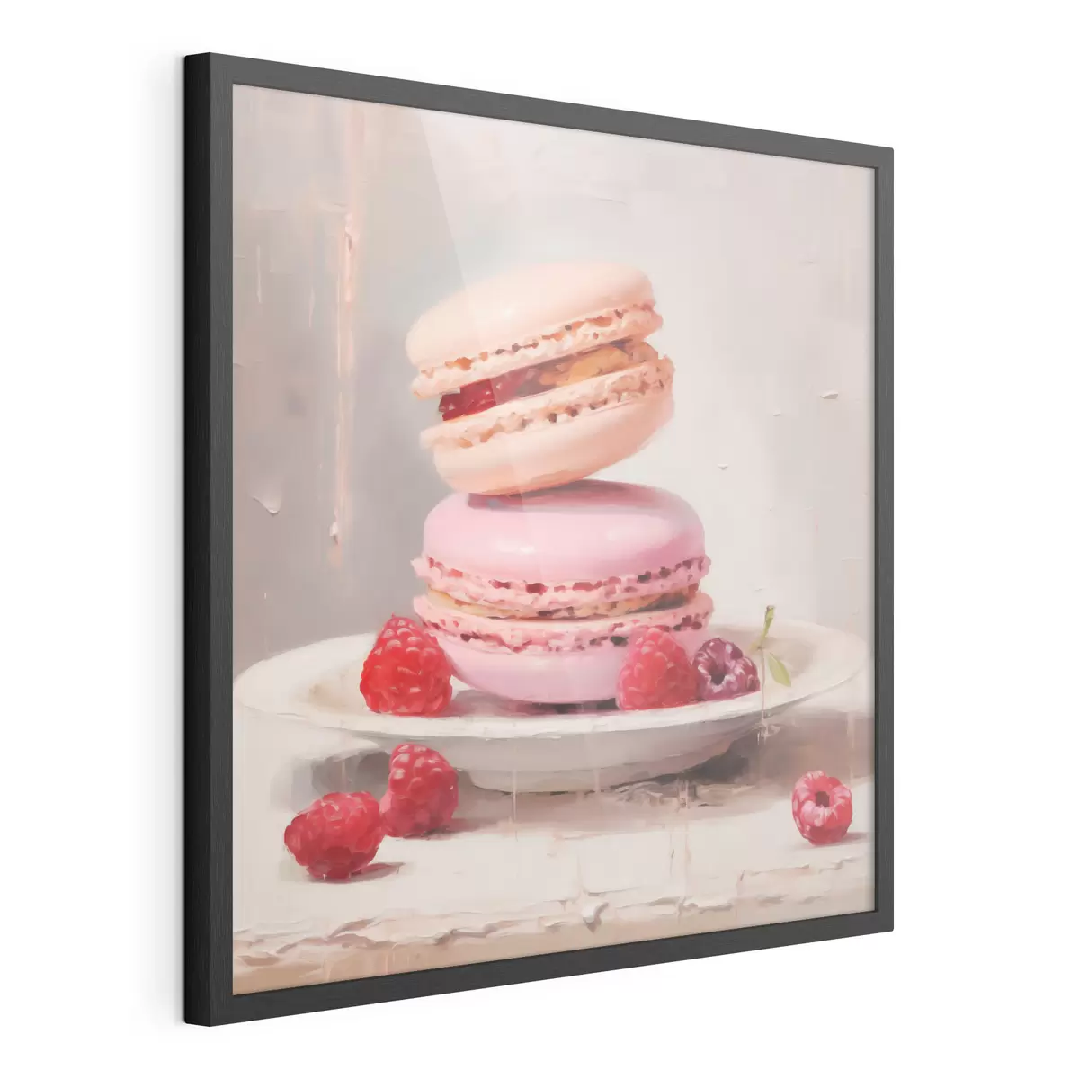 Poster Macarons pe o farfurie, în stilul unui tablou f51143
