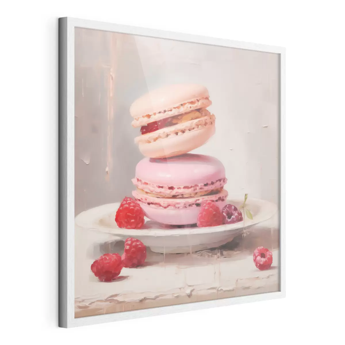 Poster Macarons pe o farfurie, în stilul unui tablou f51143