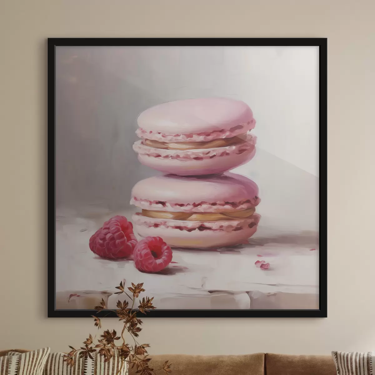 Poster Macarons și zmeură, imitație după un tablou f51144