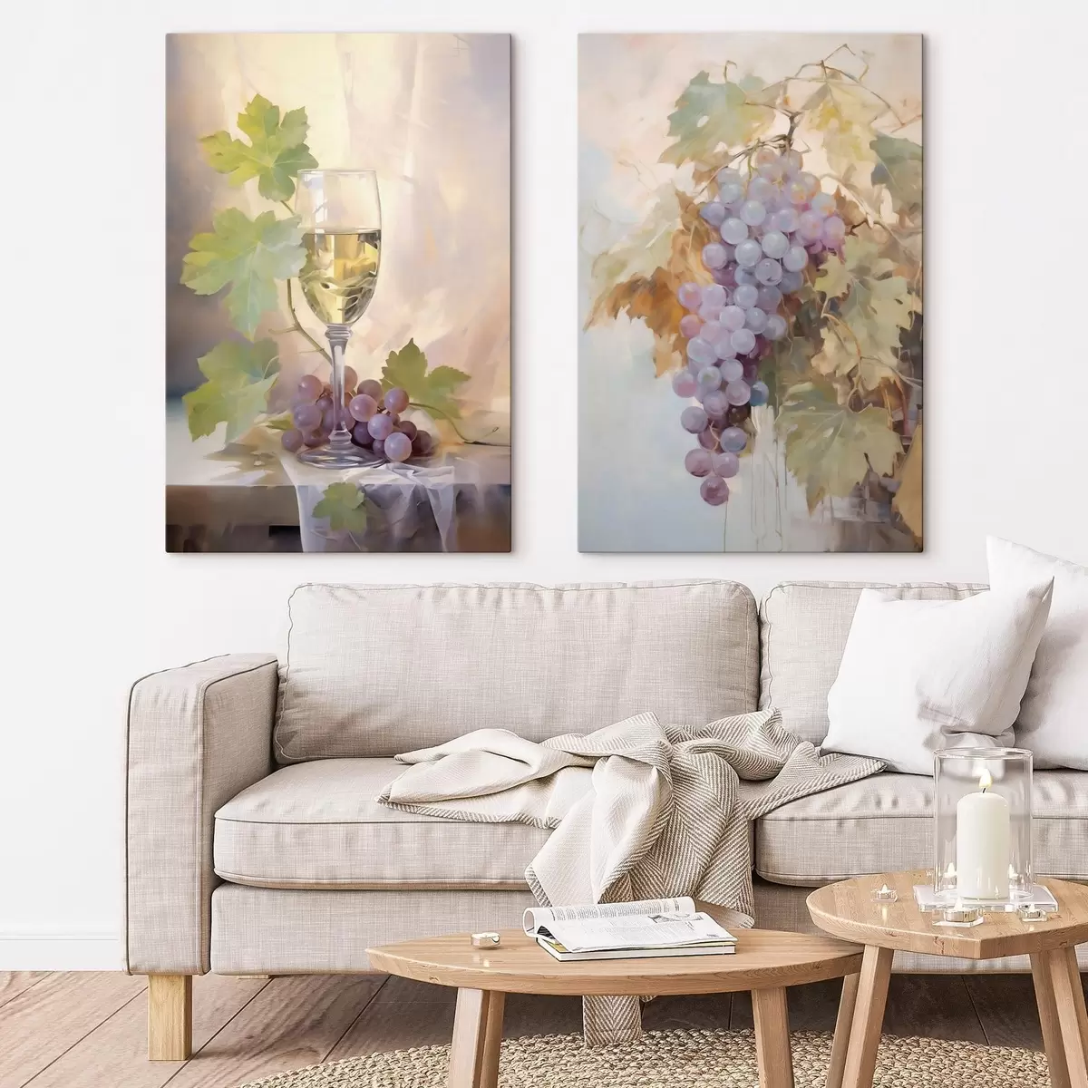 Tablouri Un pahar de vin și struguri, pictură în stil imitație m31093