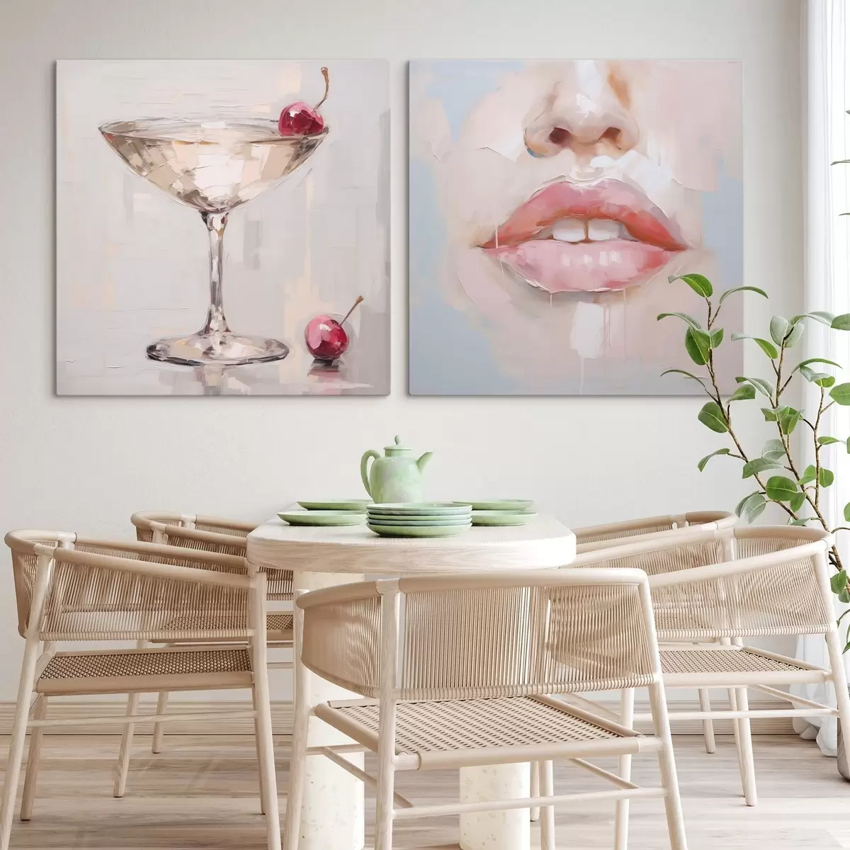 Tablouri Buzele și un cocktail, o imitație a unui tablou m31100