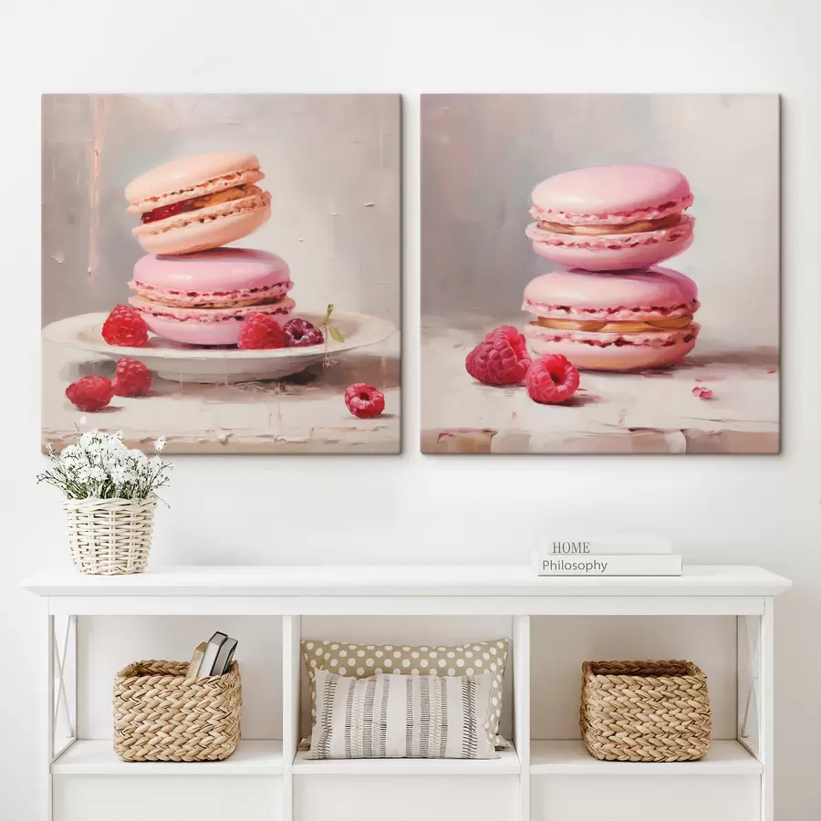 Tablouri Macarons și zmeură, imitație după un tablou m31103