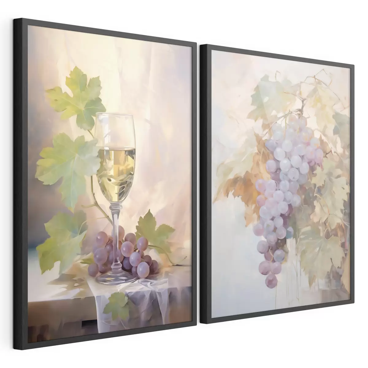 Poster Un pahar de vin și struguri, pictură în stil imitație d31093