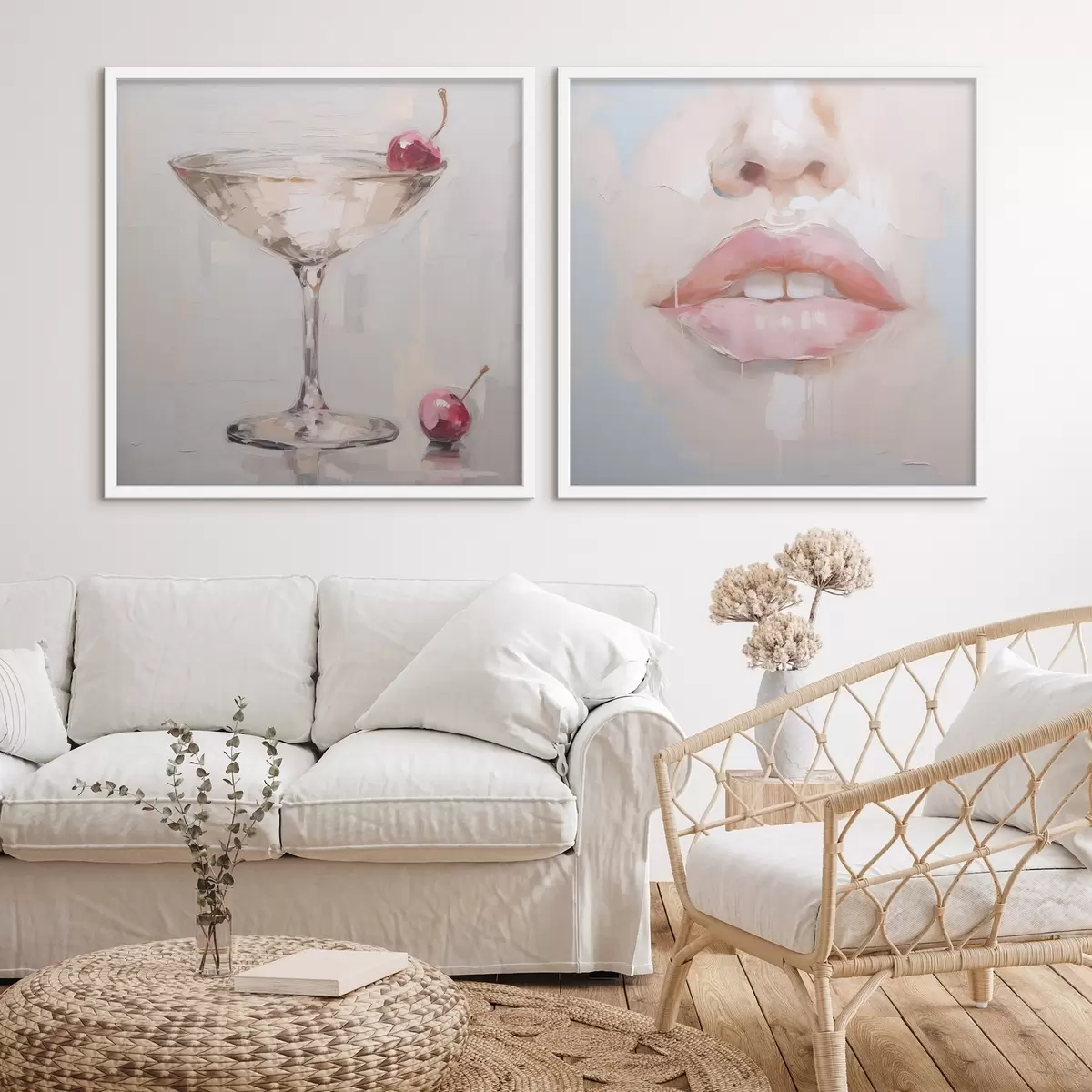 Poster Buzele și un cocktail, o imitație a unui tablou d31100