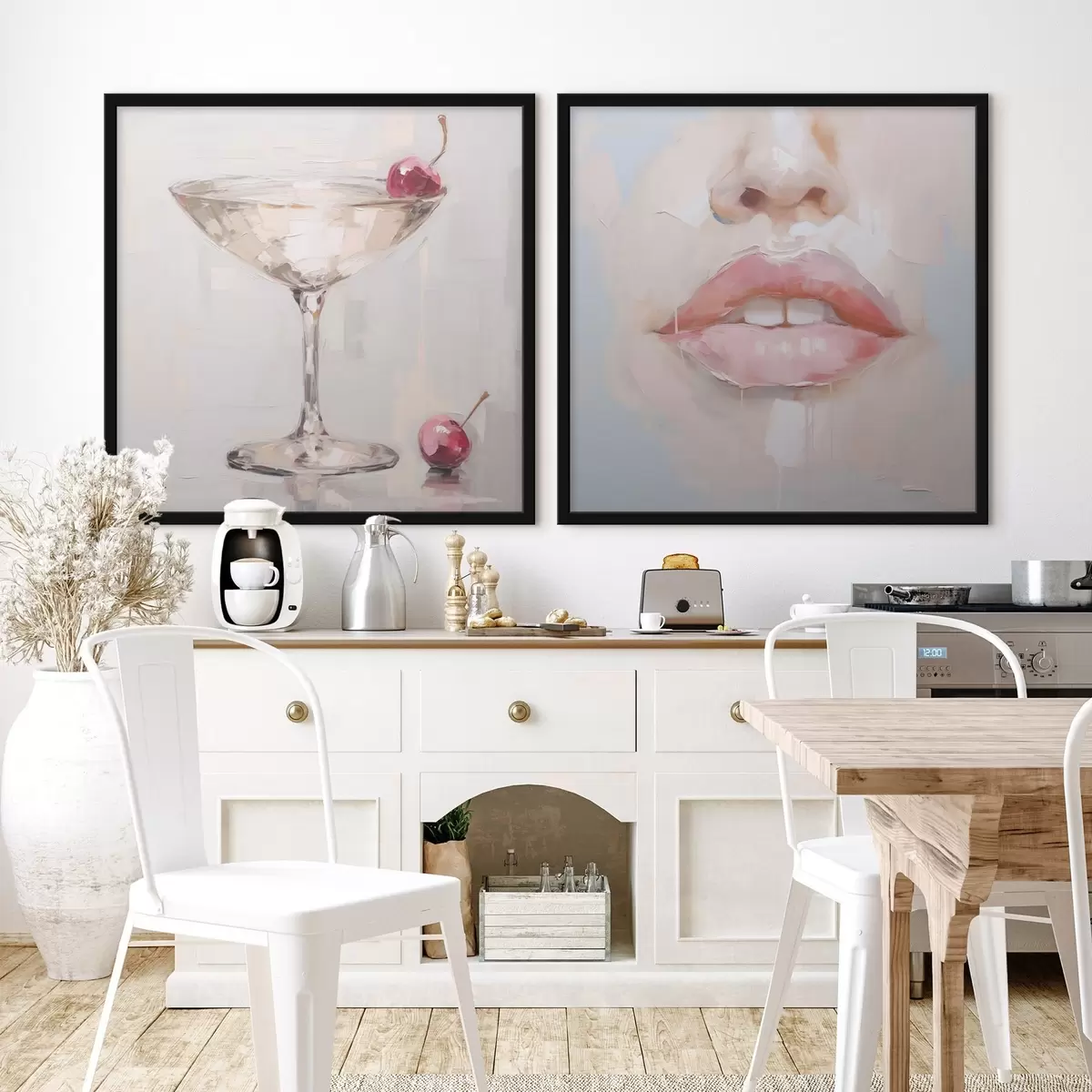 Poster Buzele și un cocktail, o imitație a unui tablou d31100
