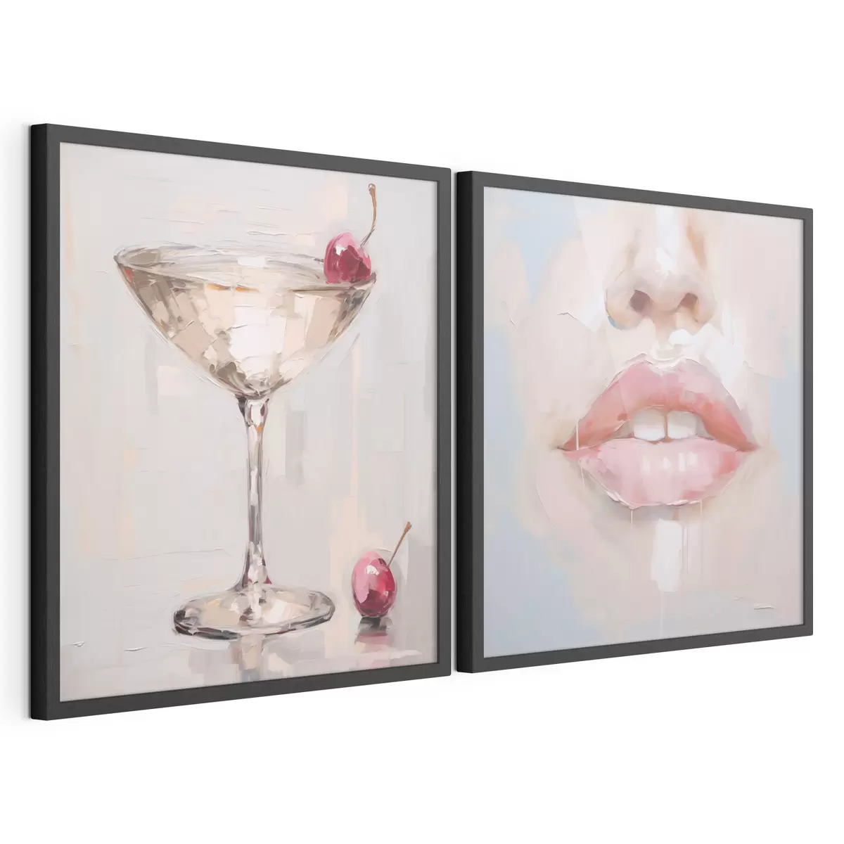 Poster Buzele și un cocktail, o imitație a unui tablou d31100