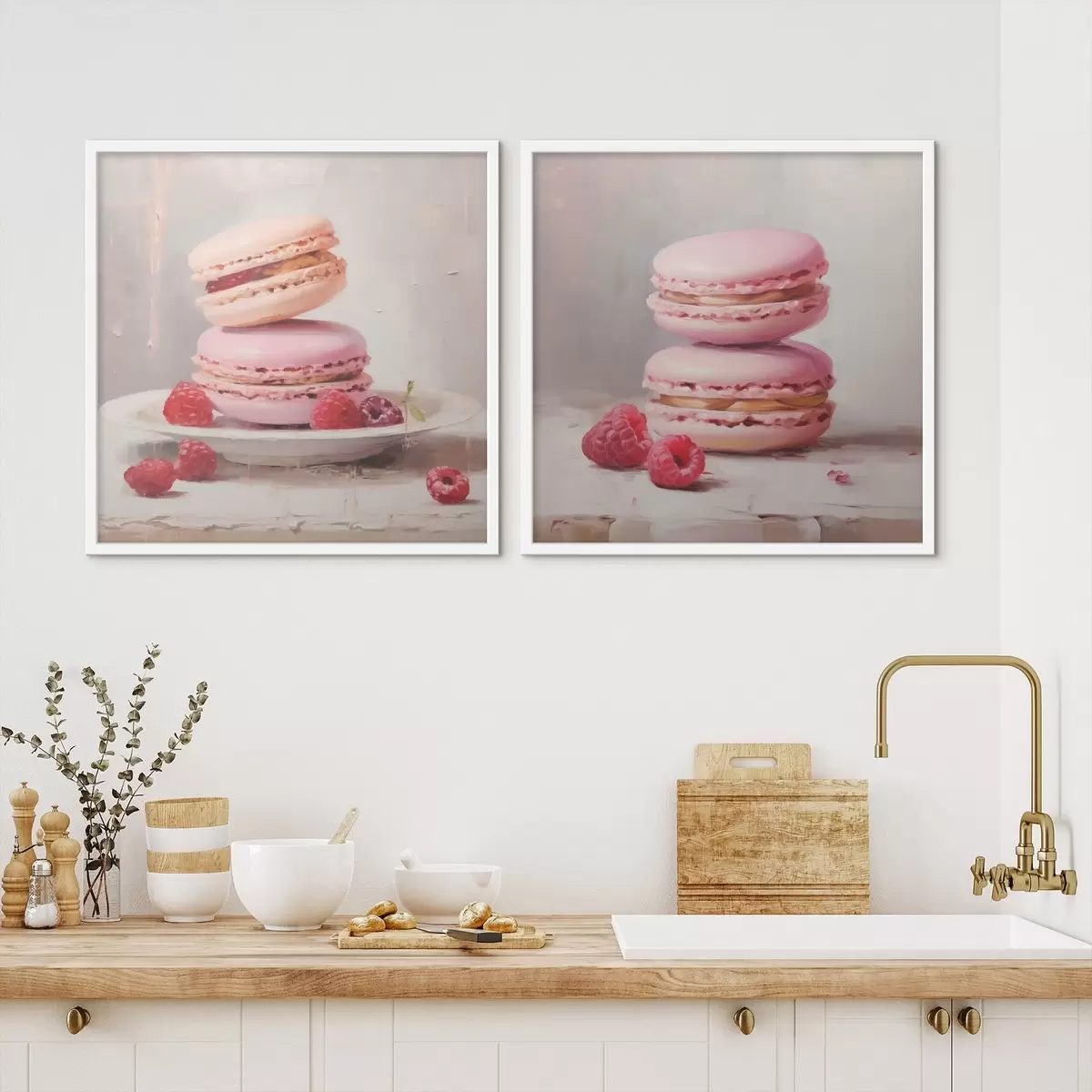 Poster Macarons și zmeură, imitație după un tablou d31103