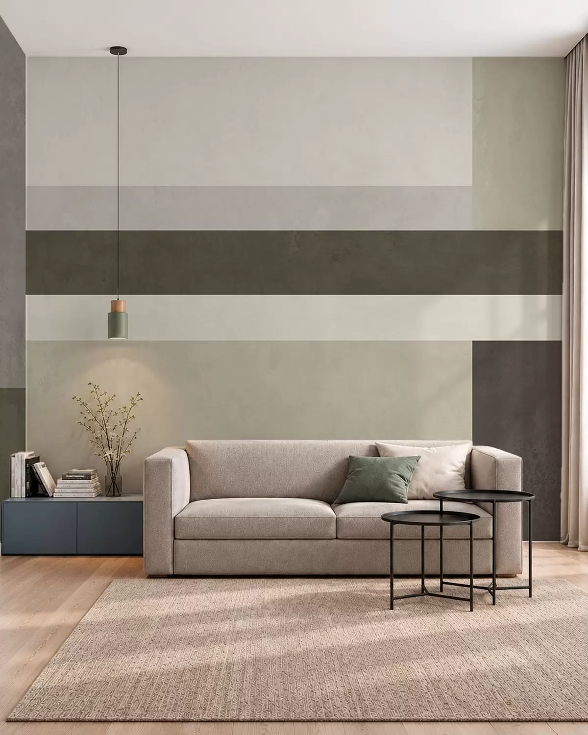 fototapet Compoziție geometrică cu blocuri de culoare măslinie, gri și bej w05890v3