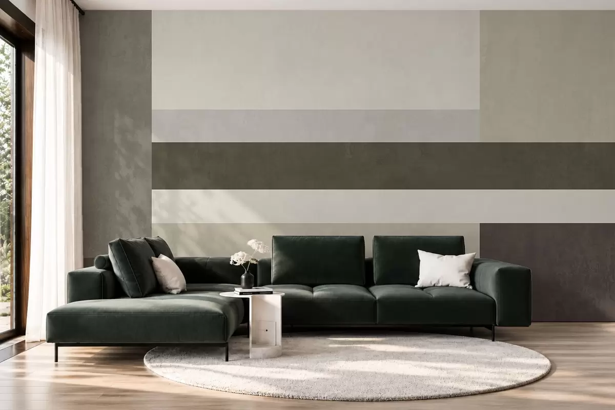 fototapet Compoziție geometrică cu blocuri de culoare măslinie, gri și bej w05890v3
