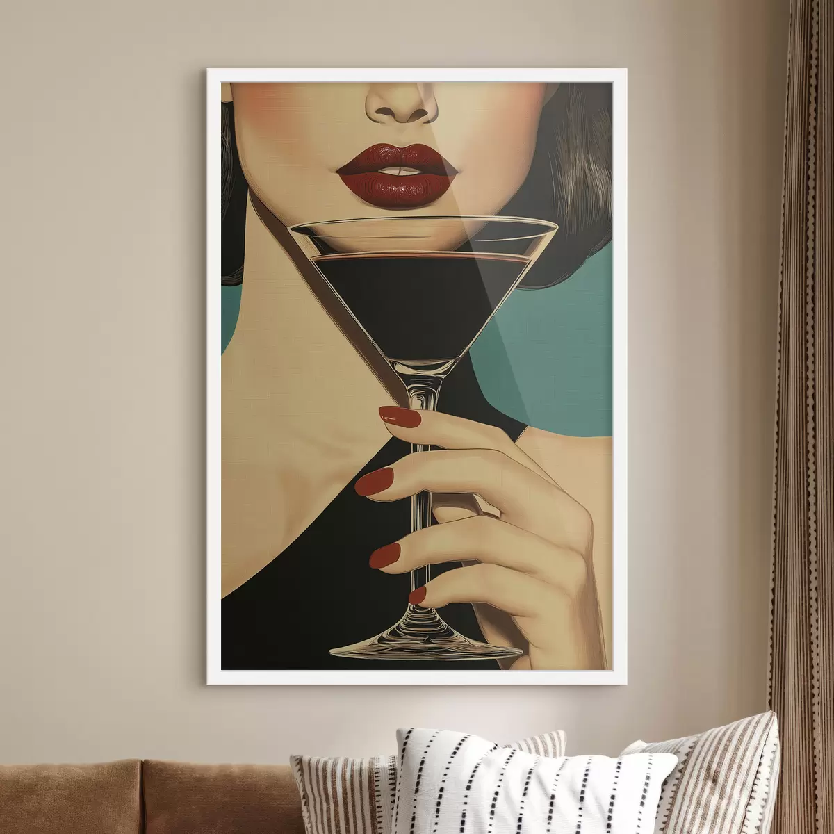Poster O fată cu un pahar f51052