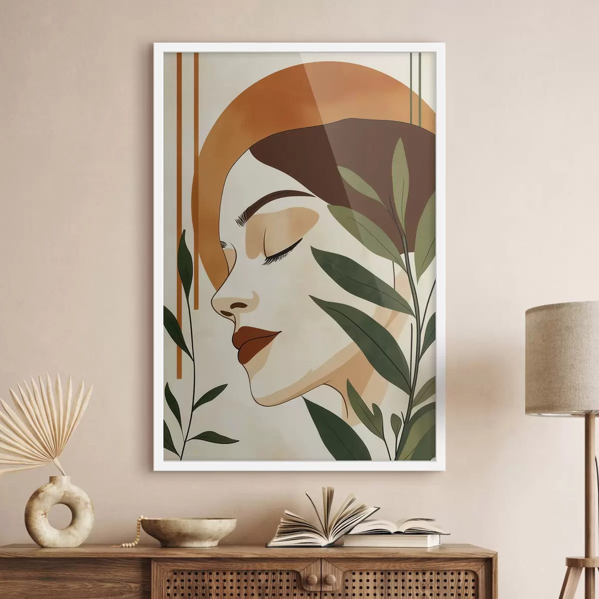 Poster O imagine abstractă a unei fete cu frunze f51053