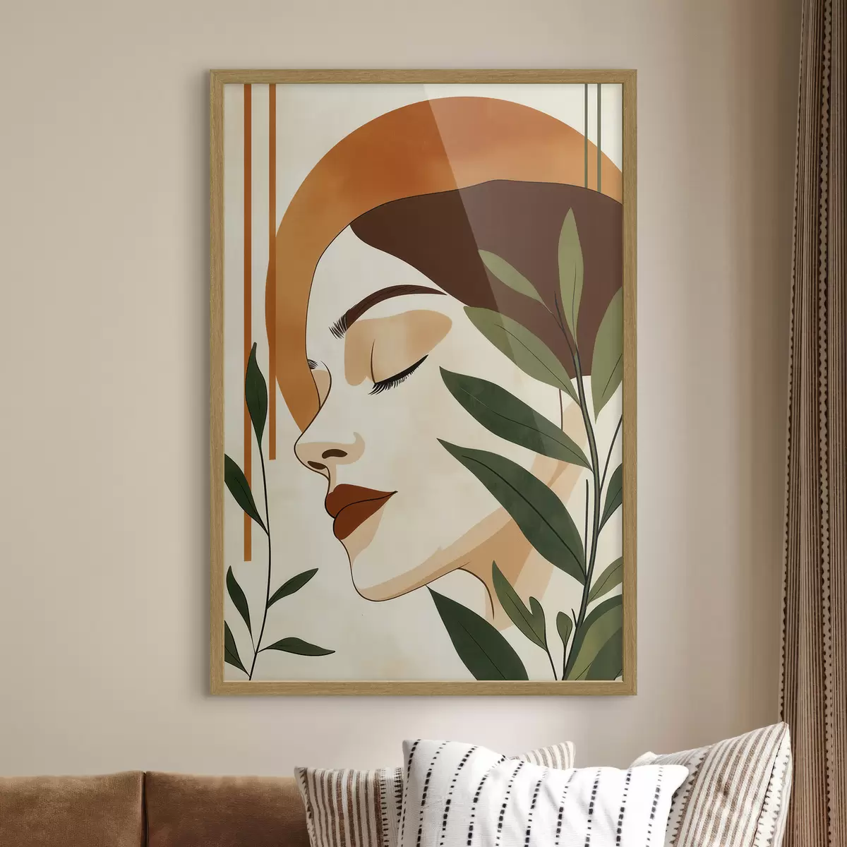 Poster O imagine abstractă a unei fete cu frunze f51053