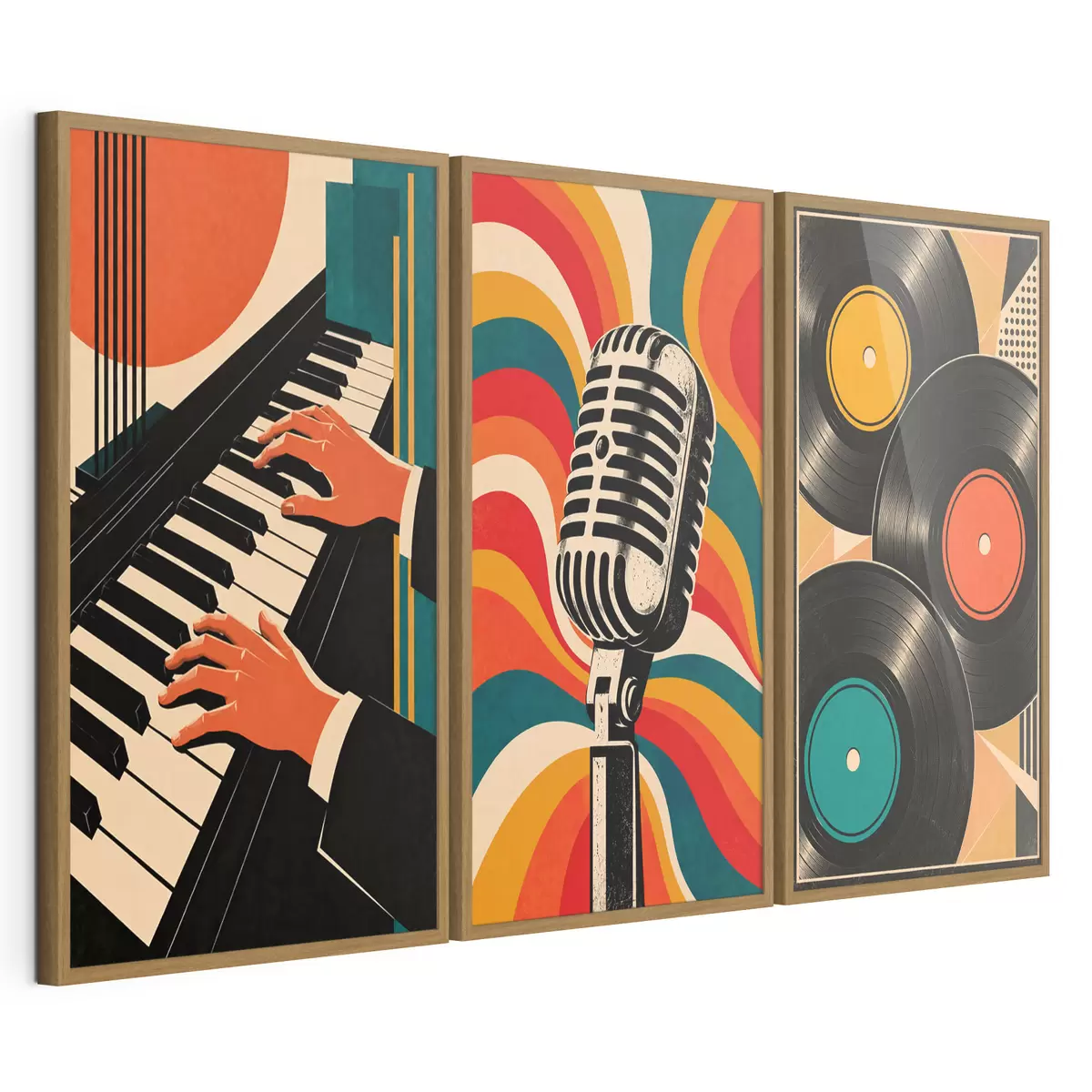 Poster Teme muzicale vintage în culori vii d31115
