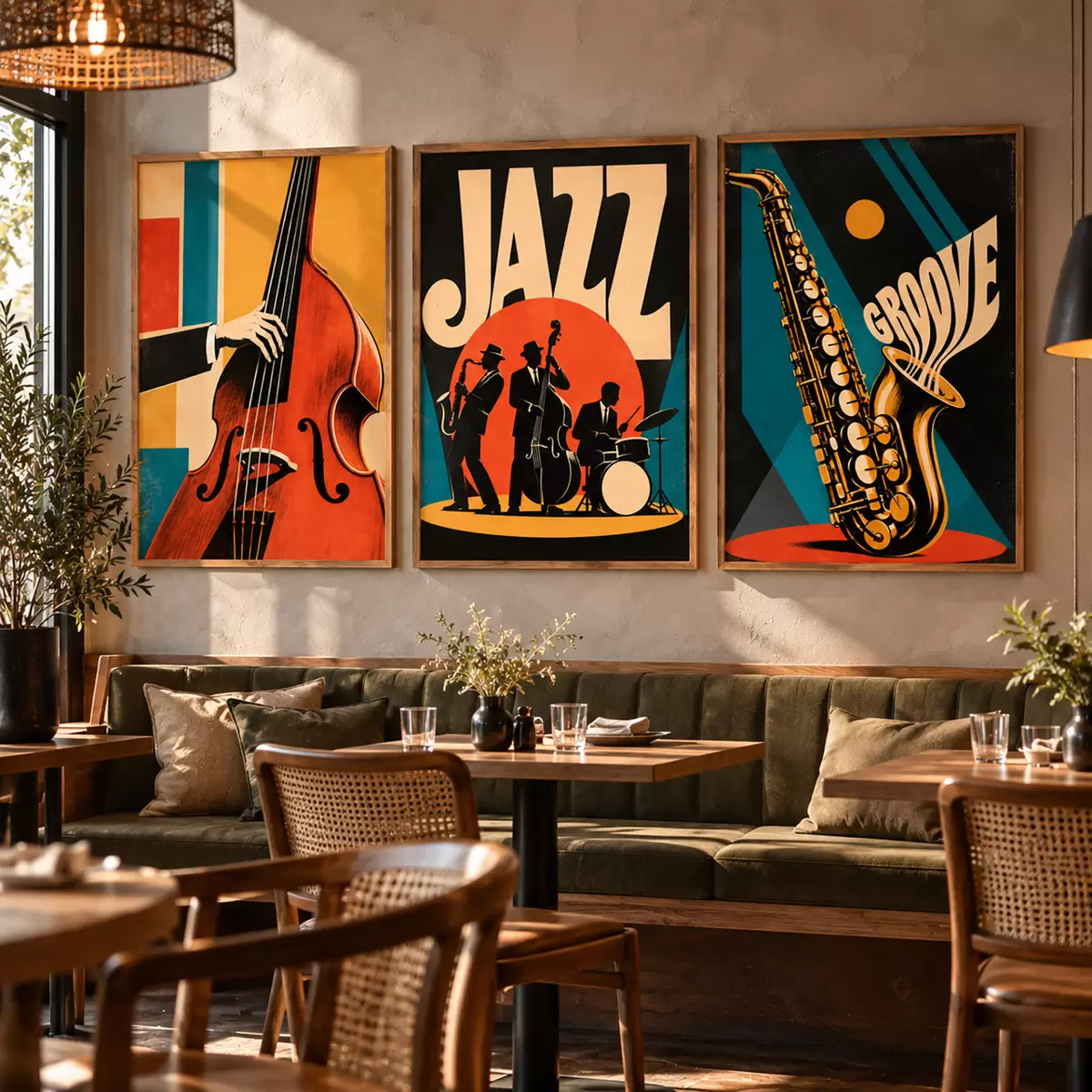 Poster Muzicieni de jazz în culori vii d31114