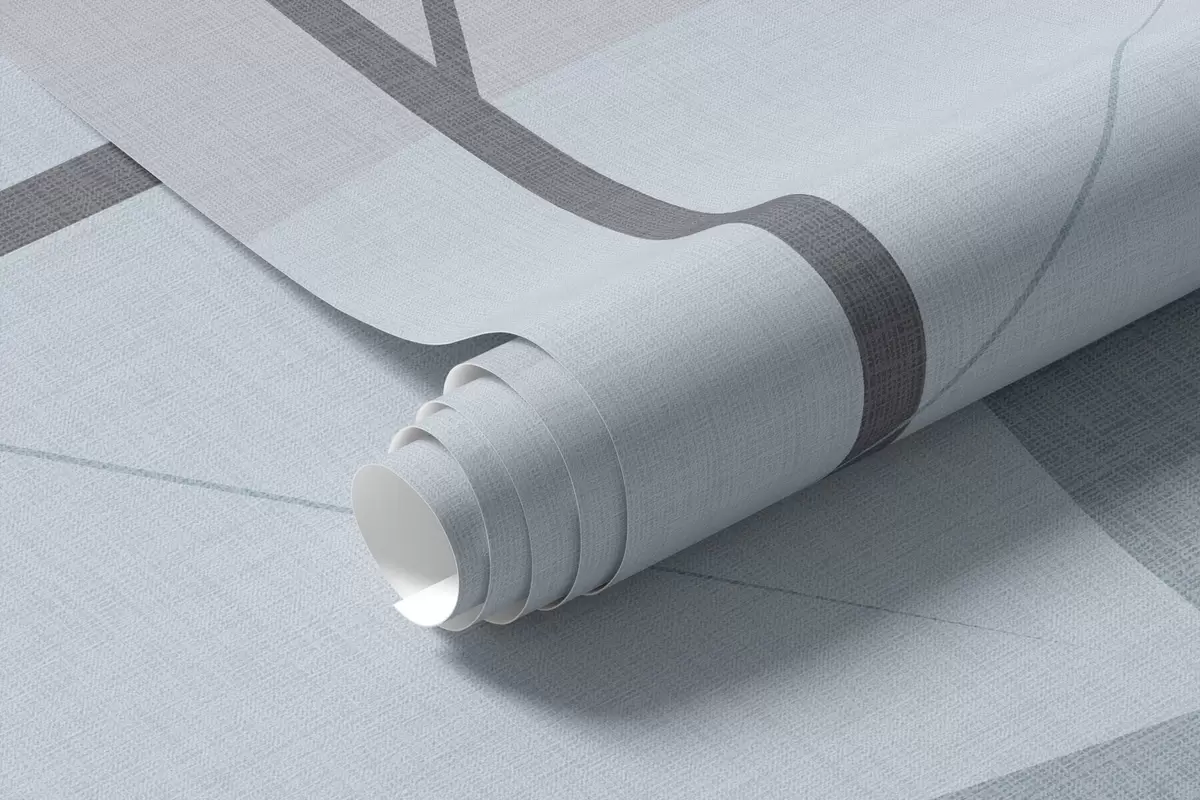 fototapet un model abstract cu frunze, realizat într-un stil de țesătură mată, în nuanțe de albastru w05986v2