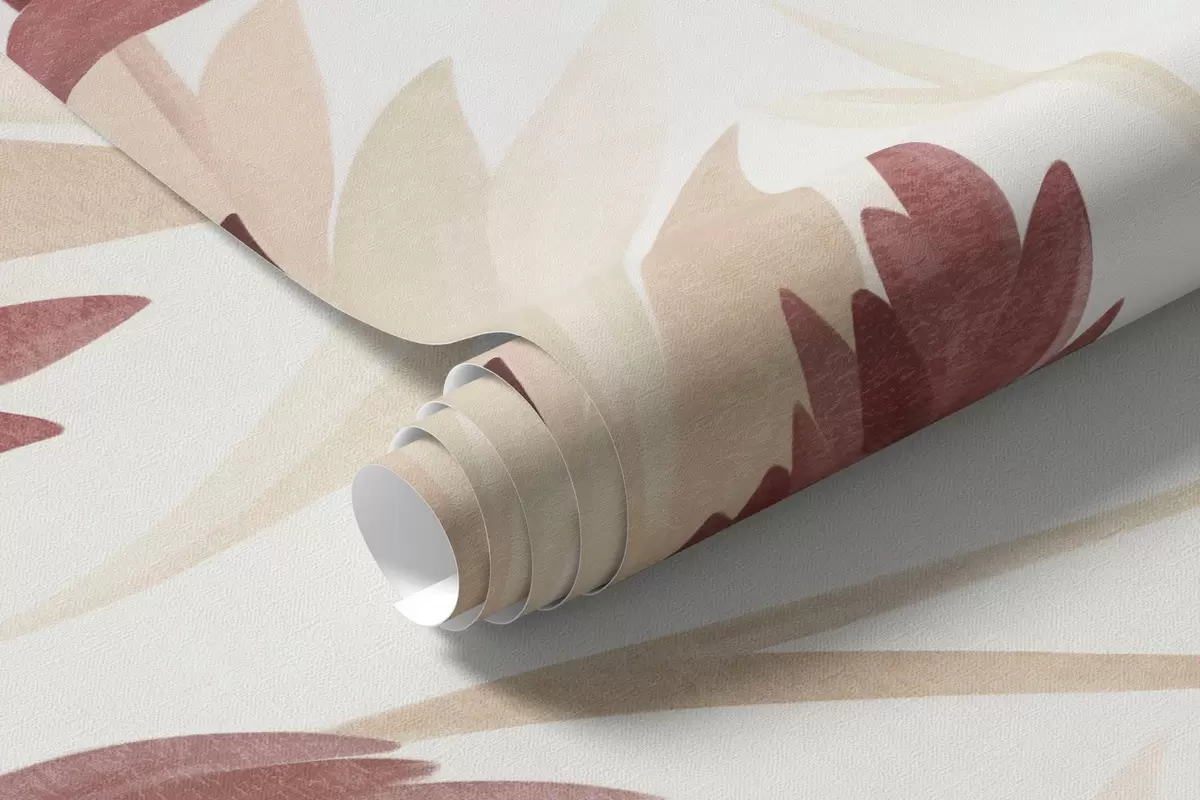 fototapet Ierburi înalte sălbatice și flori de câmp în nuanțe discrete de pământ, estetică minimalistă w10084