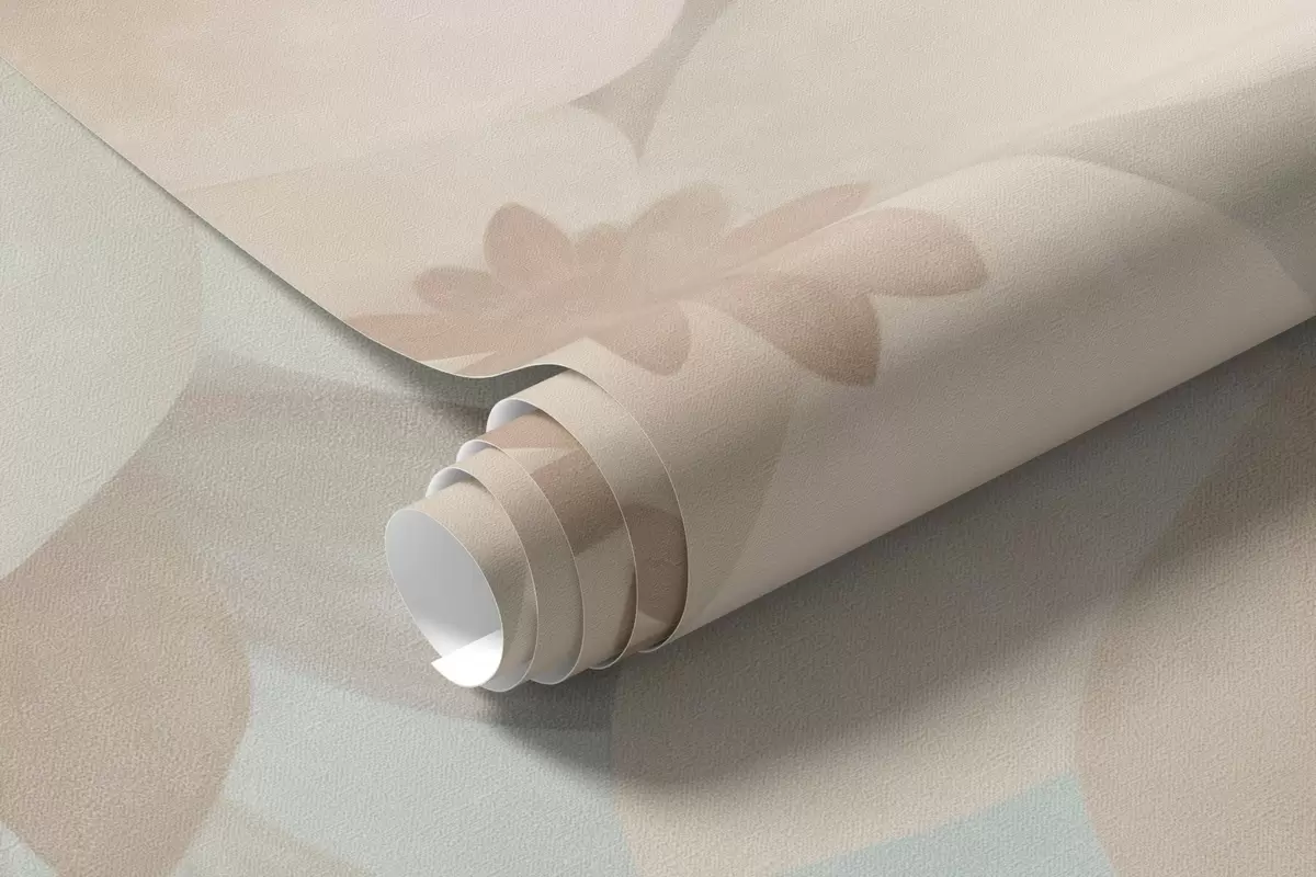 fototapet Flori albe pe o ramură, culori pastelate delicate, fundal texturat de un albastru deschis w10107