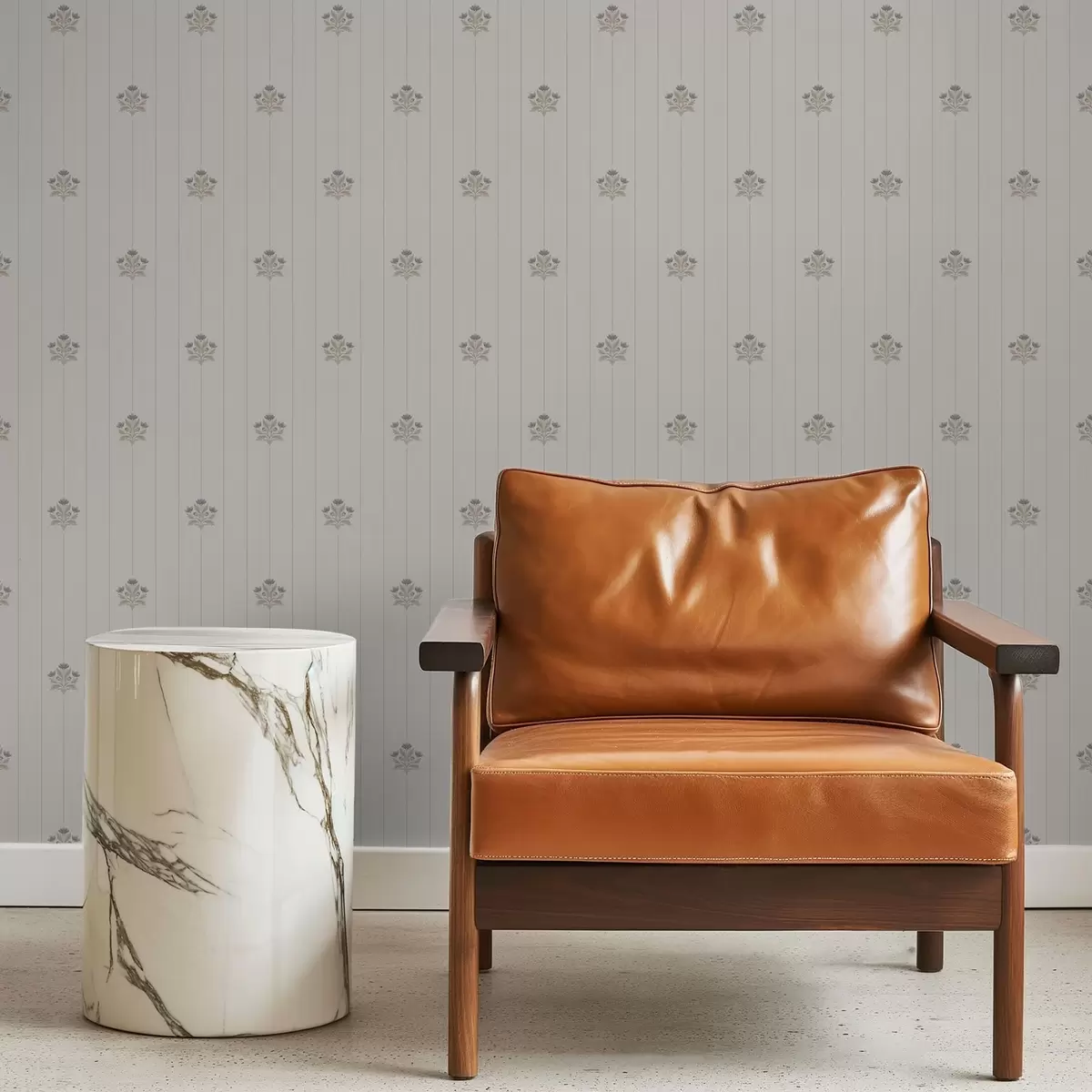 Wallpaper Ornamente florale delicate și dungi verticale a01282