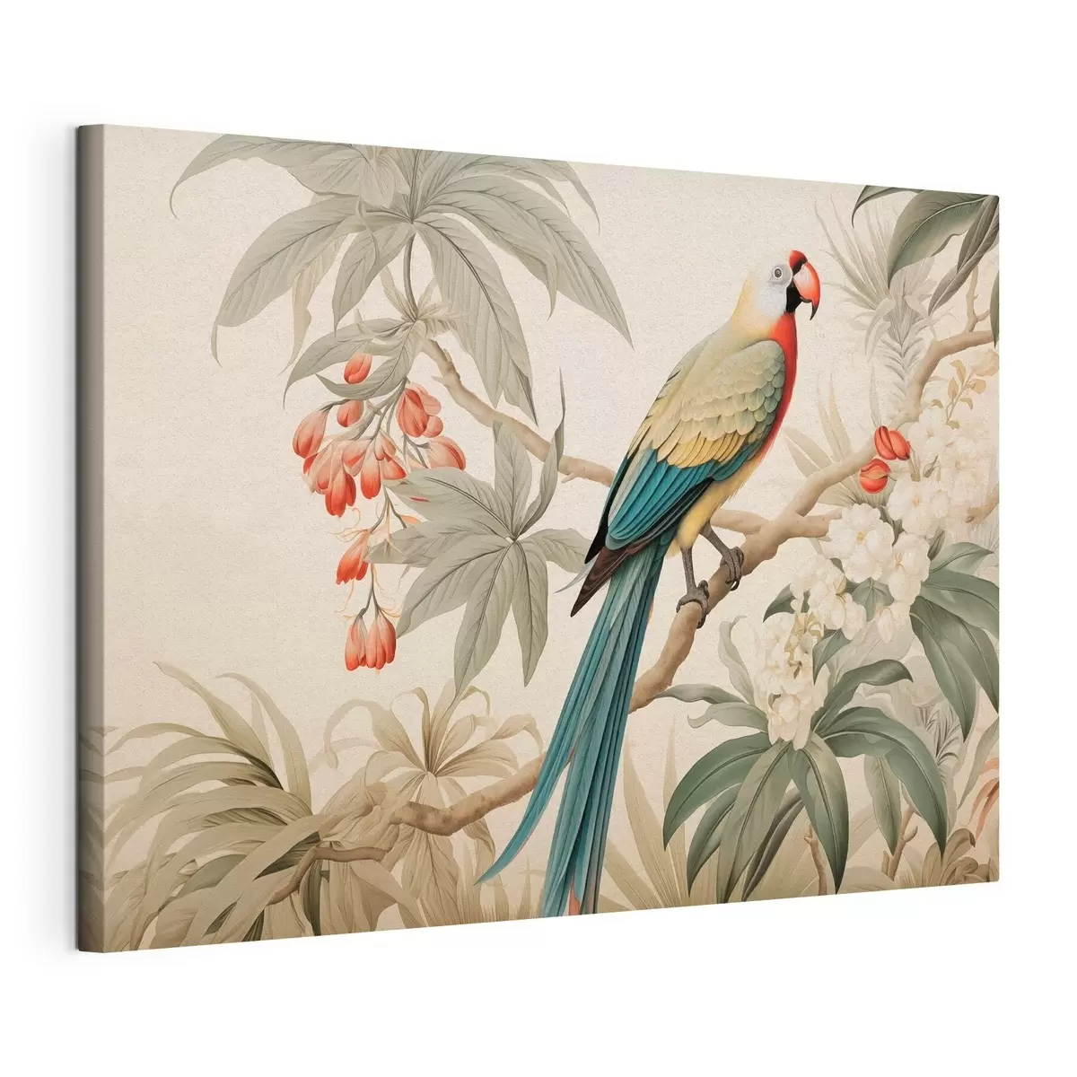 Tablouri Papagal tropical pe o ramură înflorită s51094