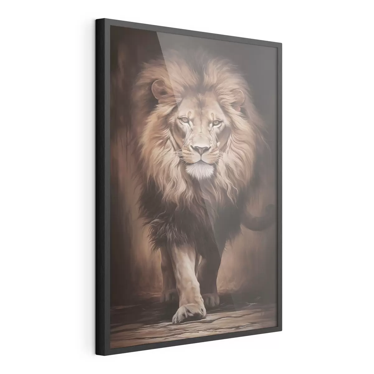 Poster Leu maiestuos într-un interior întunecat f51087