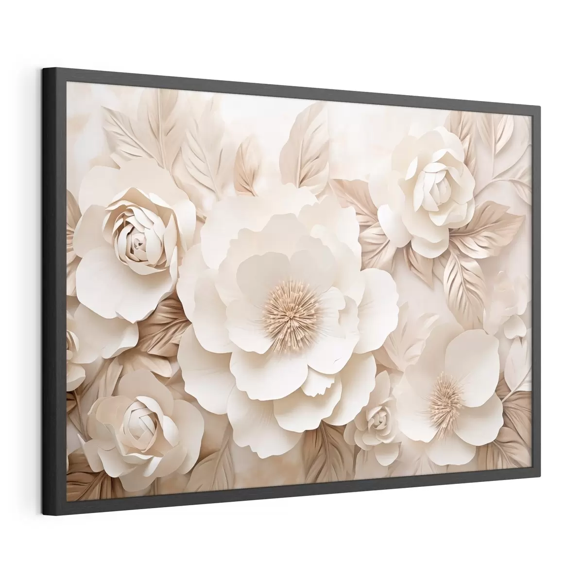 Poster Relief din ipsos 3D cu flori albe f51096