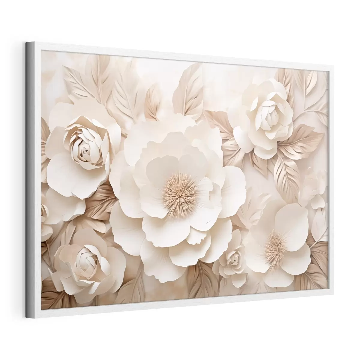 Poster Relief din ipsos 3D cu flori albe f51096