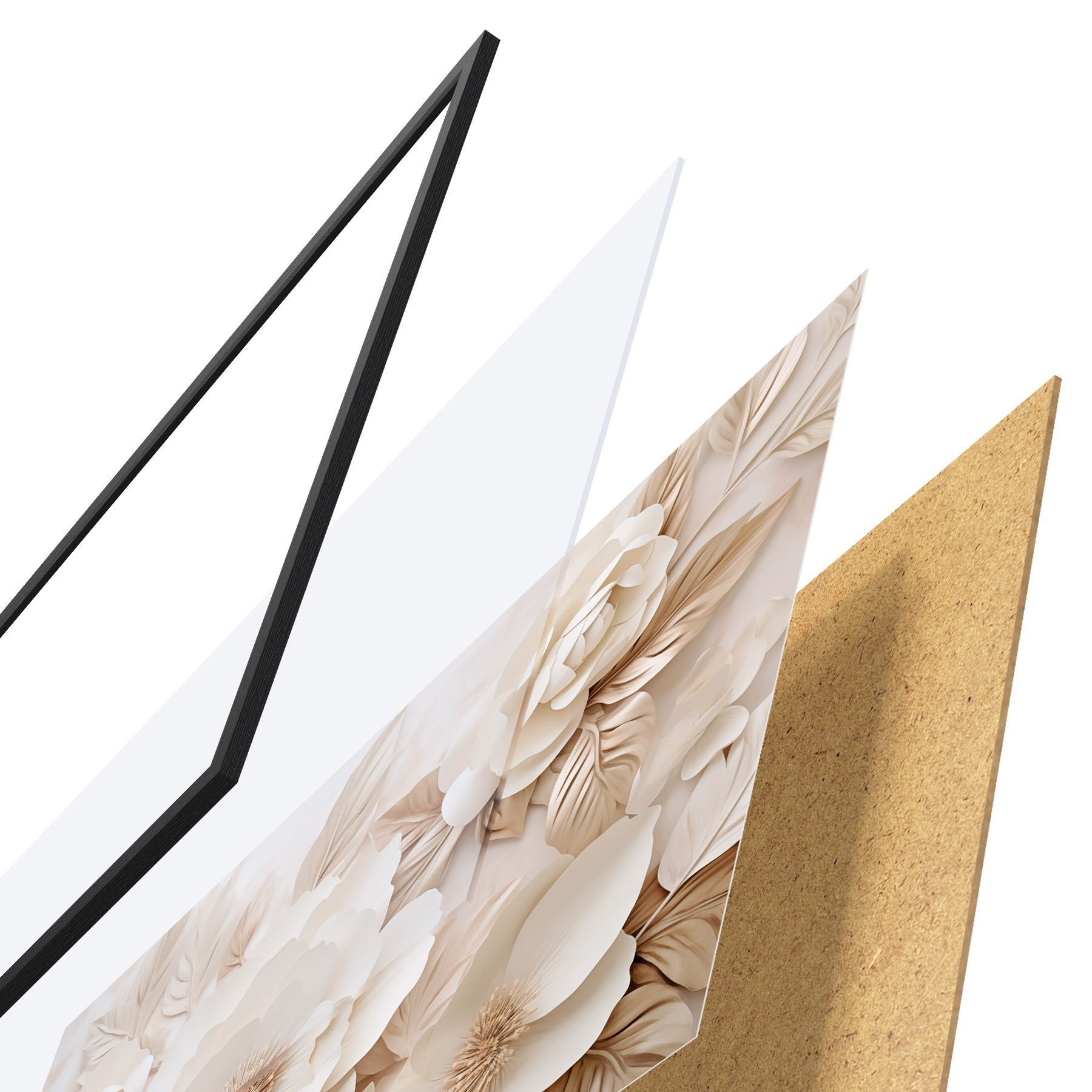 Poster Relief din ipsos 3D cu flori albe f51096