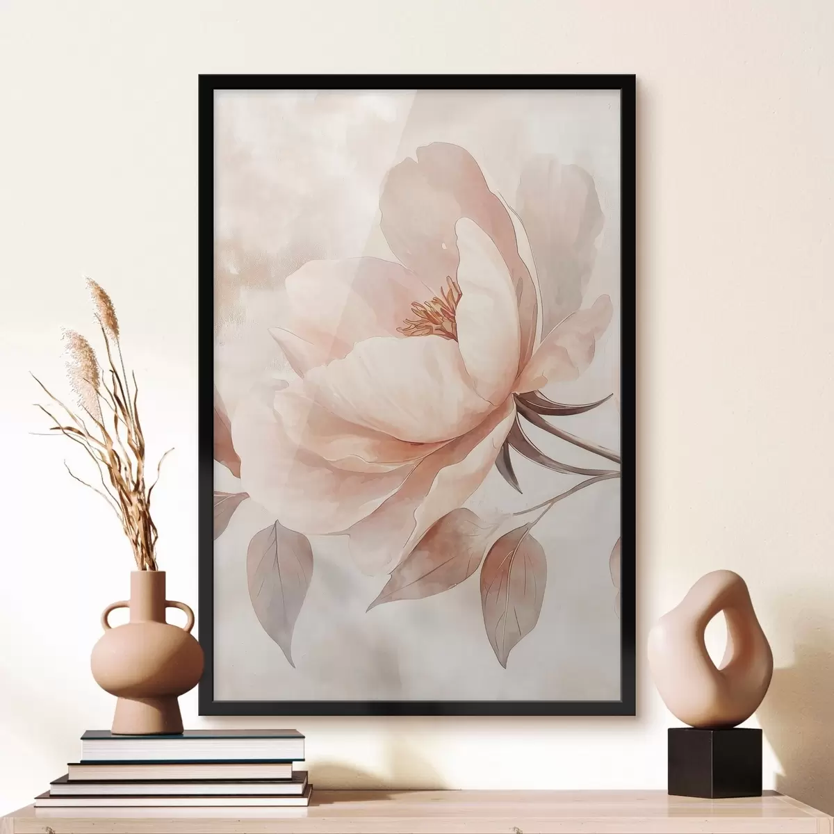 Poster Floare în acuarelă roz-bej f51098