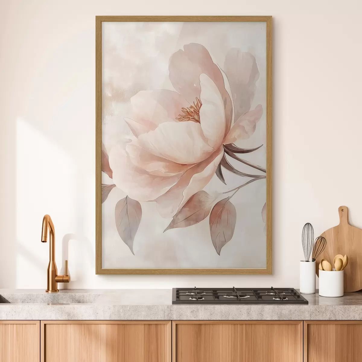 Poster Floare în acuarelă roz-bej f51098