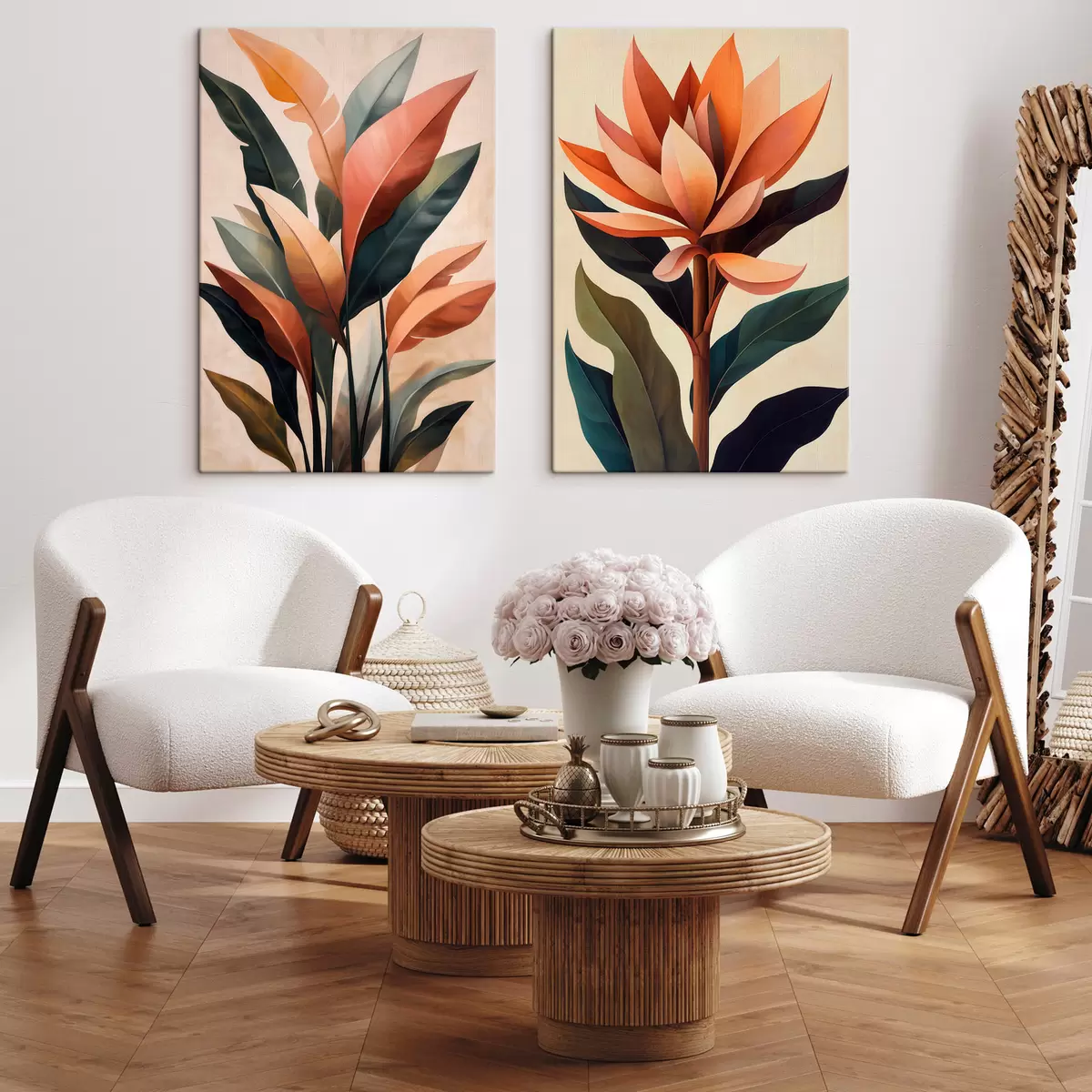 Tablouri Flori și frunze abstracte m31105