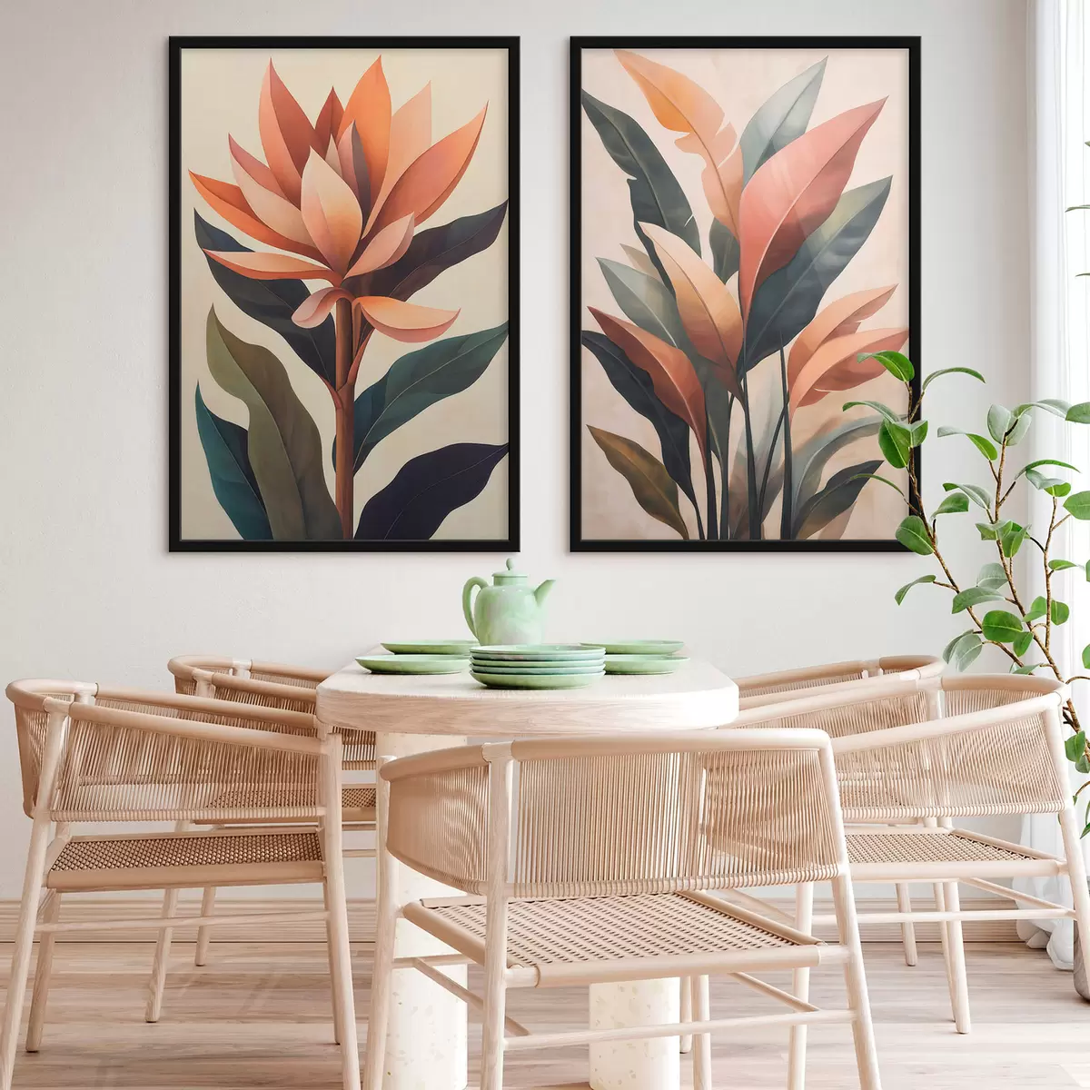 Poster Flori și frunze abstracte d31105