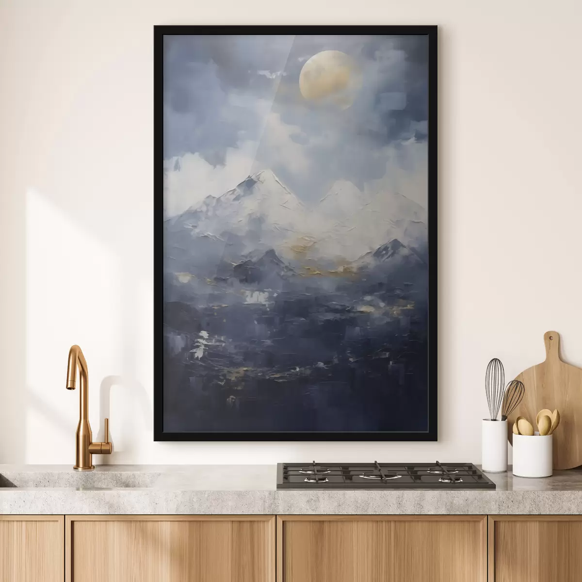 Poster Peisaj montan nocturn, imitație după un tablou f51165