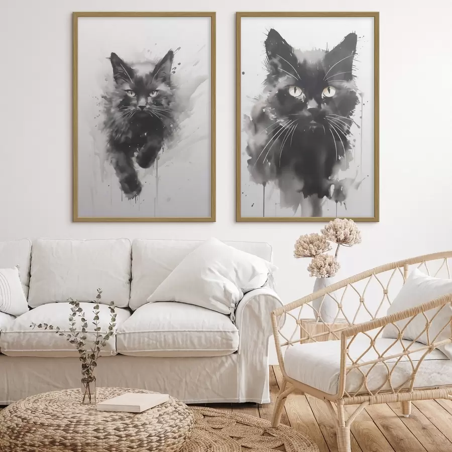 fototapet Pisică, imitație a unui tablou d31110