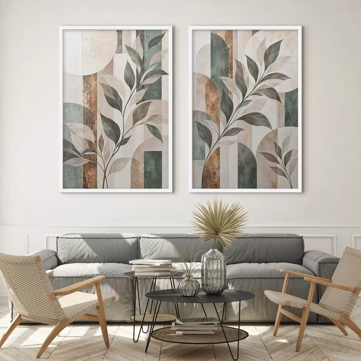 Poster Abstracție cu o ramură cu frunze d31117
