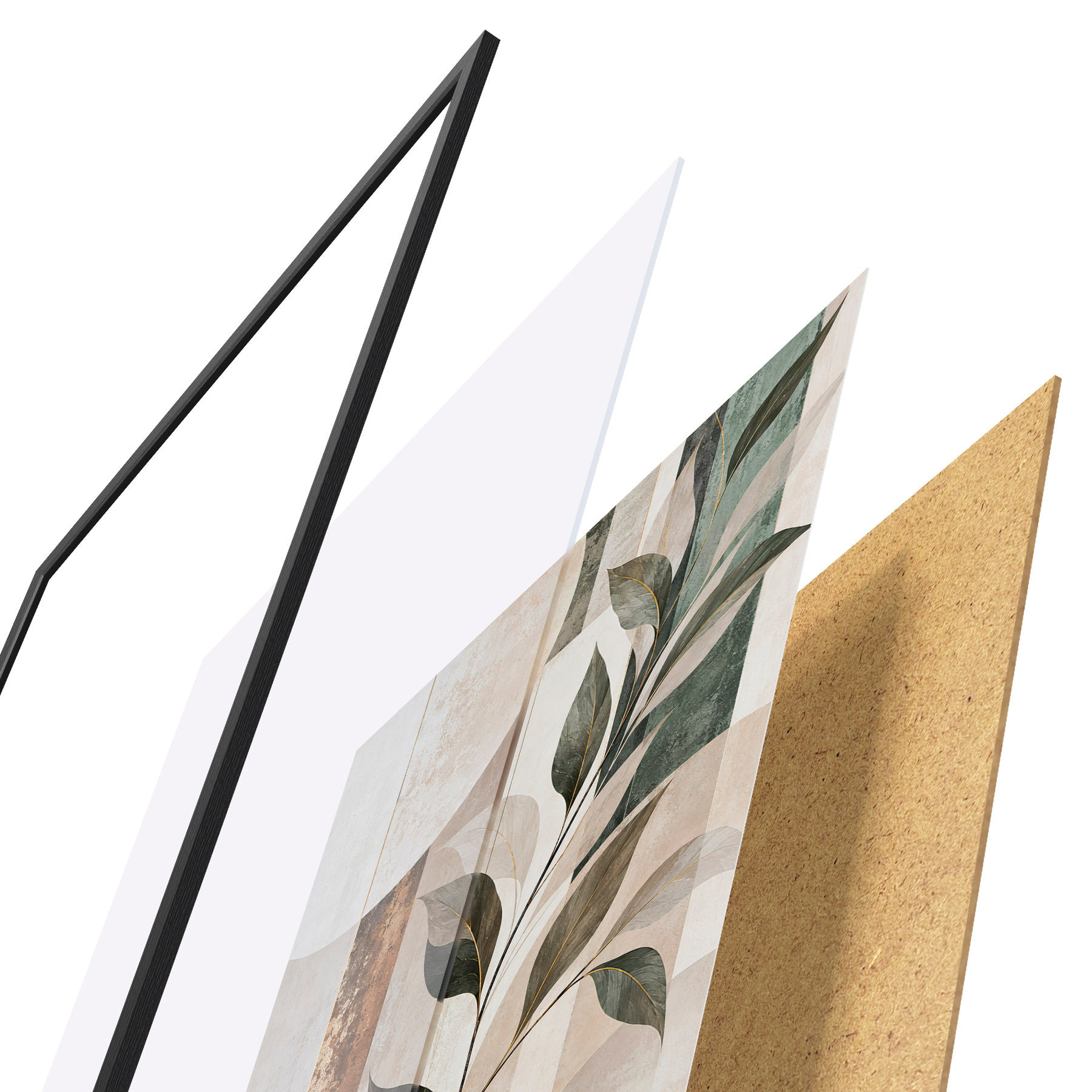 Poster Abstracție cu o ramură cu frunze d31117