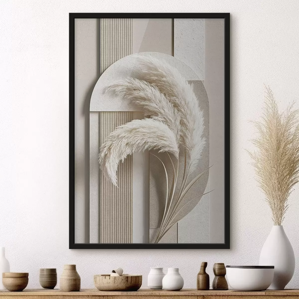Poster Iarbă de pampas și arcade geometrice f50869