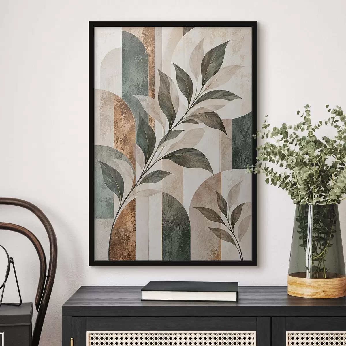 Poster Abstracție cu o ramură cu frunze f51181