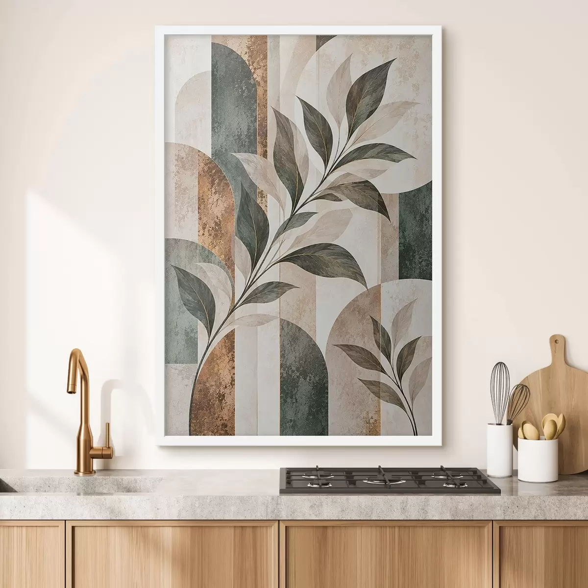 Poster Abstracție cu o ramură cu frunze f51181