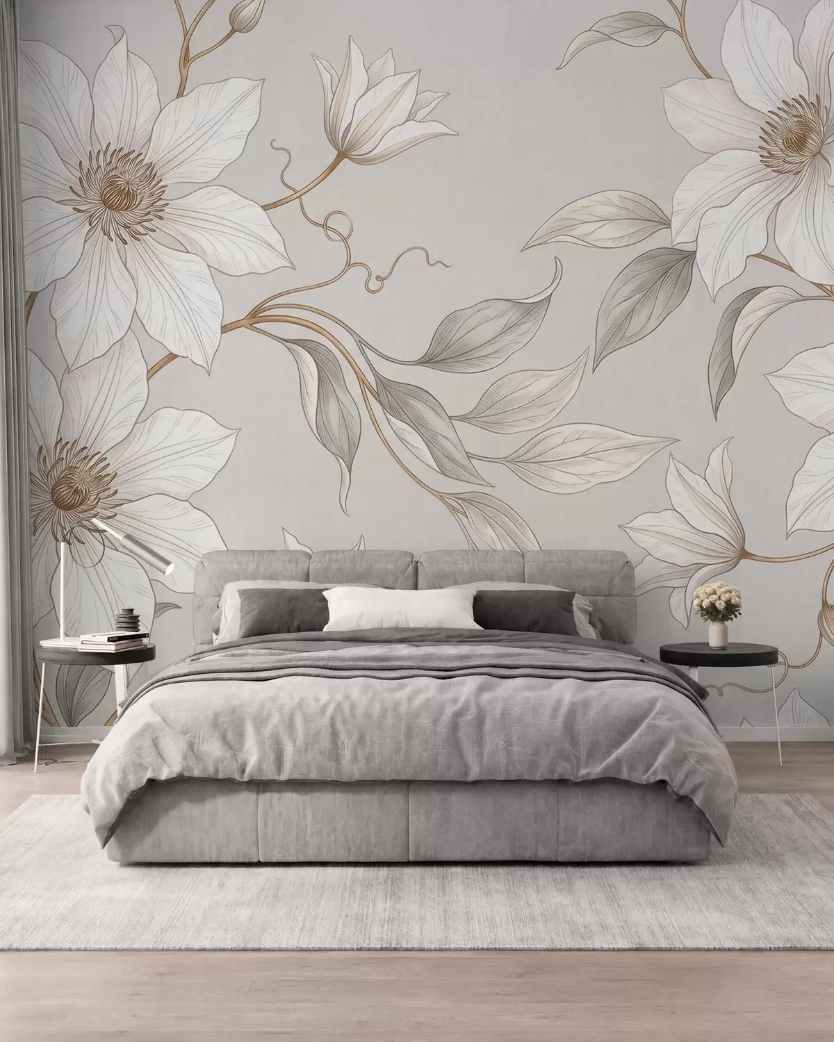 fototapet Flori botanice albe, elegante, cu ramuri delicate w10099