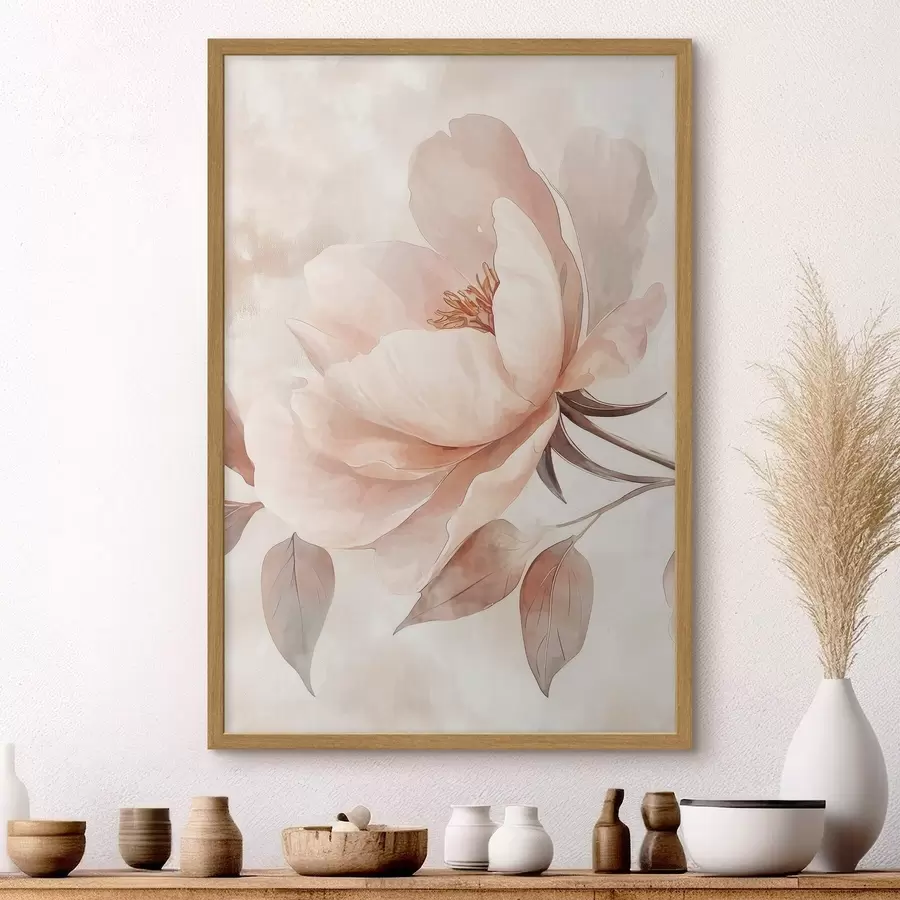 fototapet Floare în acuarelă roz-bej f51098