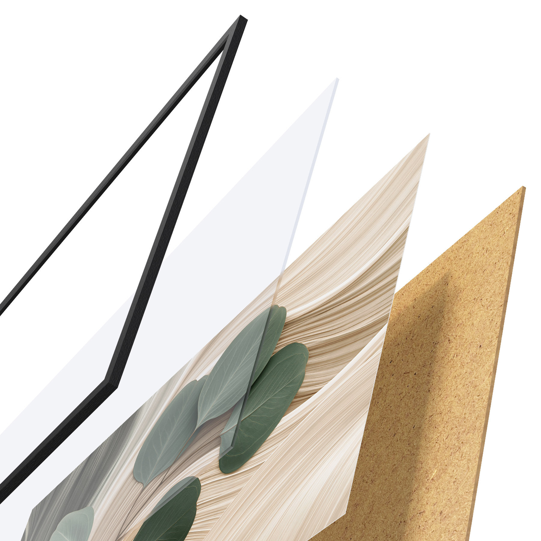 Poster Frunze abstracte și linii ondulate f51283