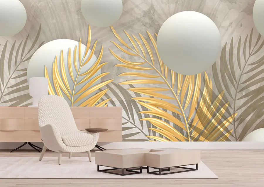 fototapet Frunze și pătrate 3d u80467