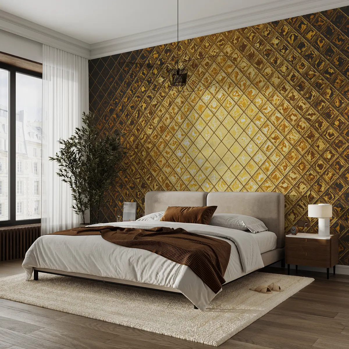 fototapet Model de dreptunghiuri maro, chihlimbar u23326