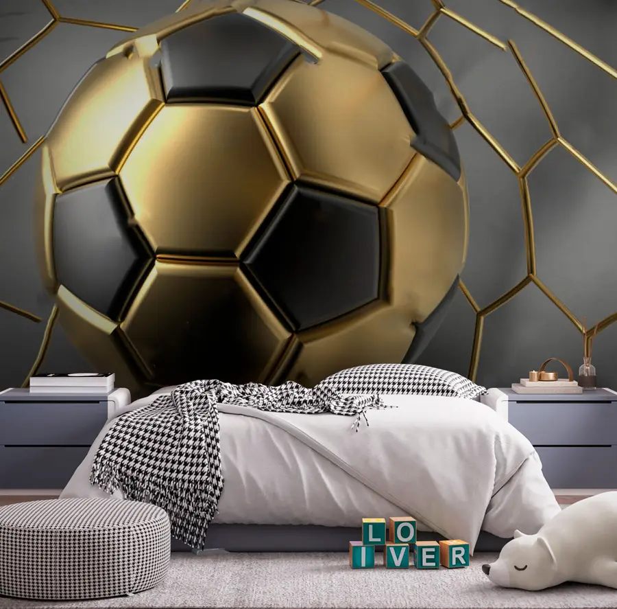 fototapet O minge de fotbal în poartă u73011