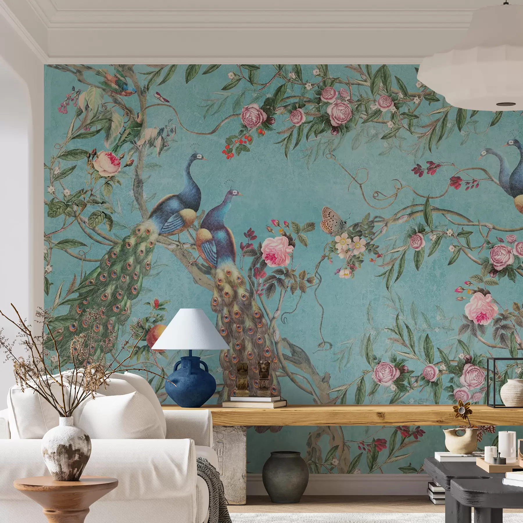 fototapet Pasăre, floare și vertebrat u12428