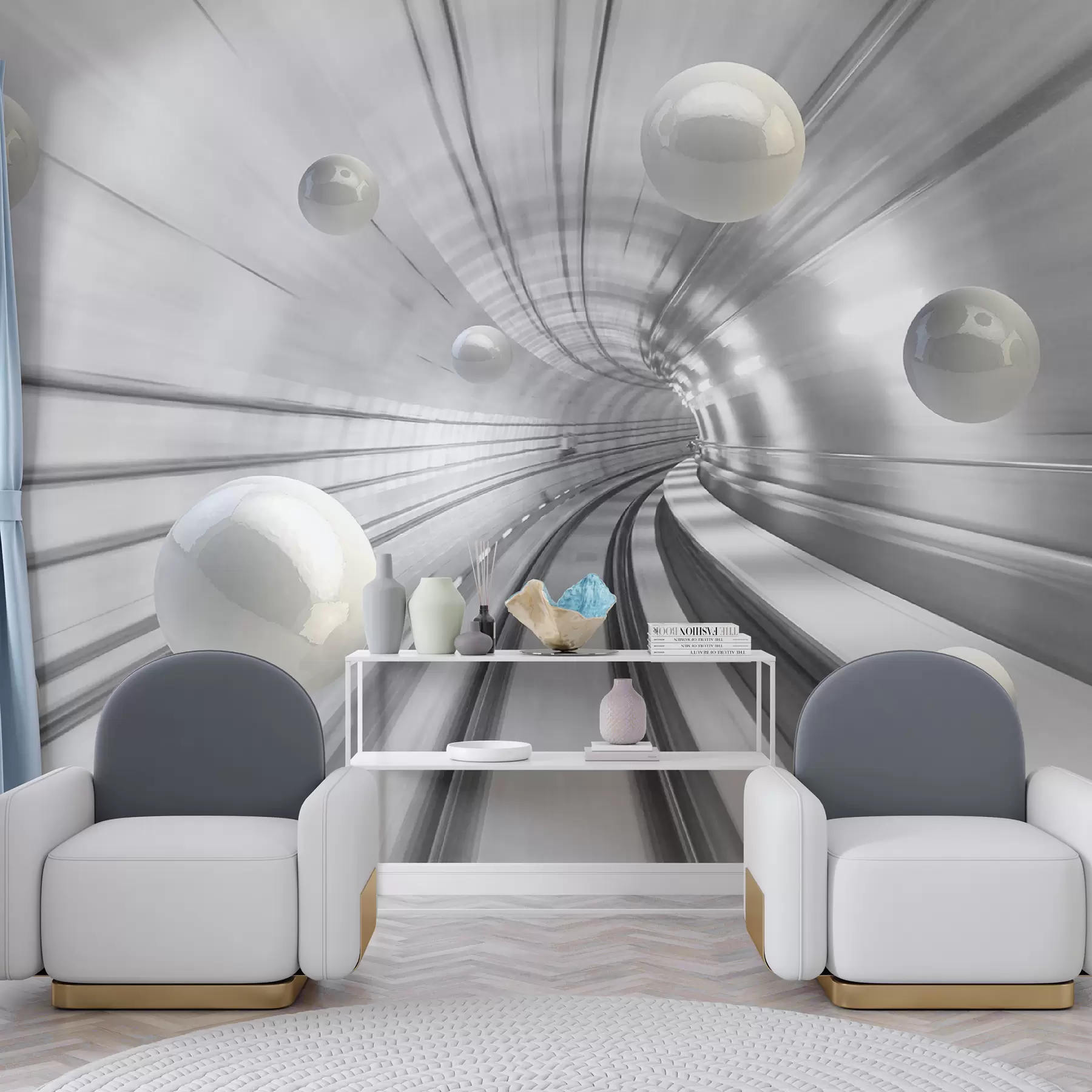 fototapet Tunel cu sfere lucioase u17532