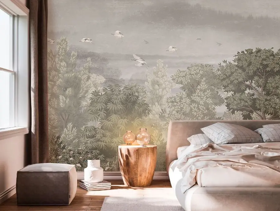 fototapet Cocorii zboară deasupra pădurii u73553