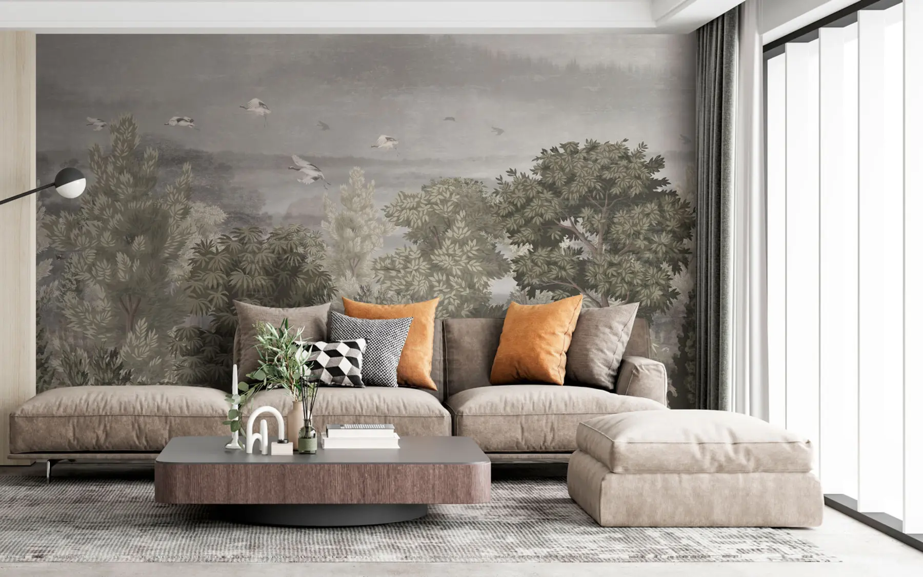 fototapet Cocorii zboară deasupra pădurii u73553